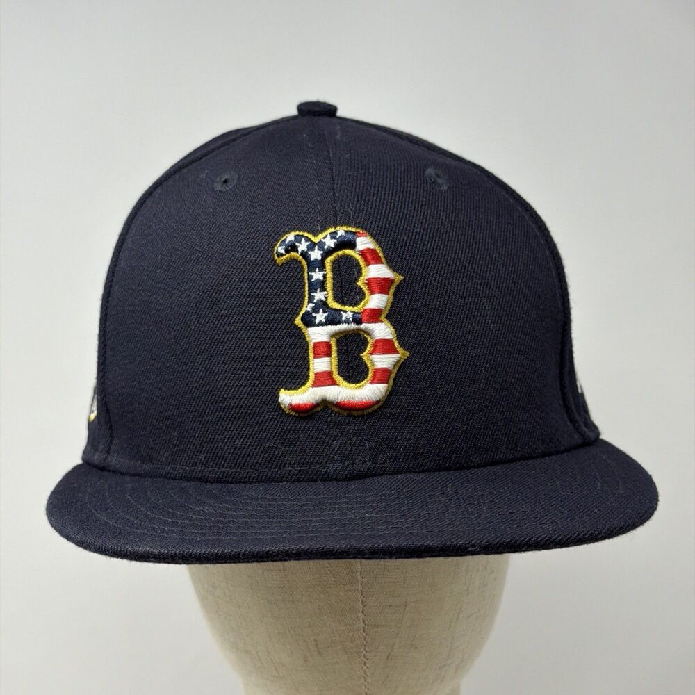 Boston Red Sox New Era 59FIFTY Hat 7 1/2 USA Flag Patriotic MLB Fitted Cap
